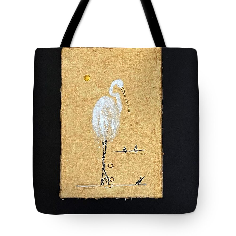 Crane Tote Bag featuring the drawing Palmetto Crane Charleston SC II by C F Legette