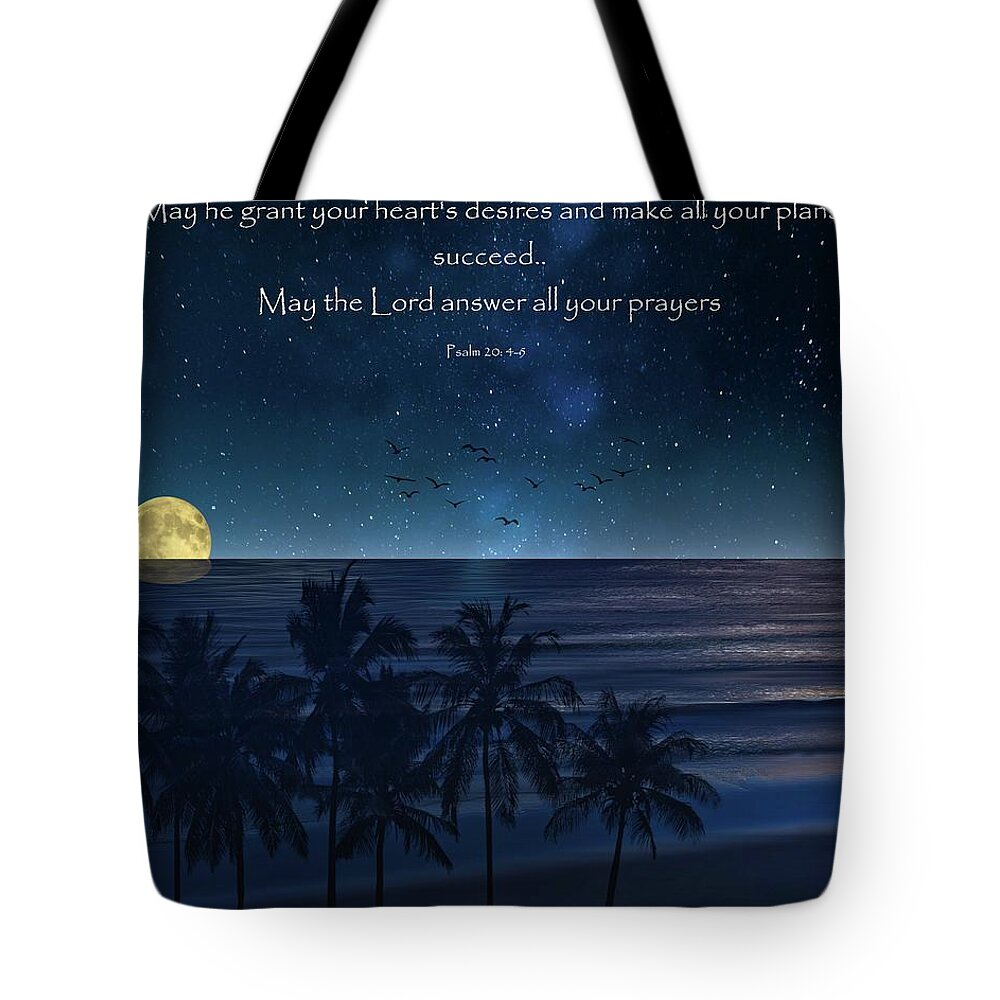 Palm Trees Tote Bag featuring the digital art Palms and Psalms by Norman Brule