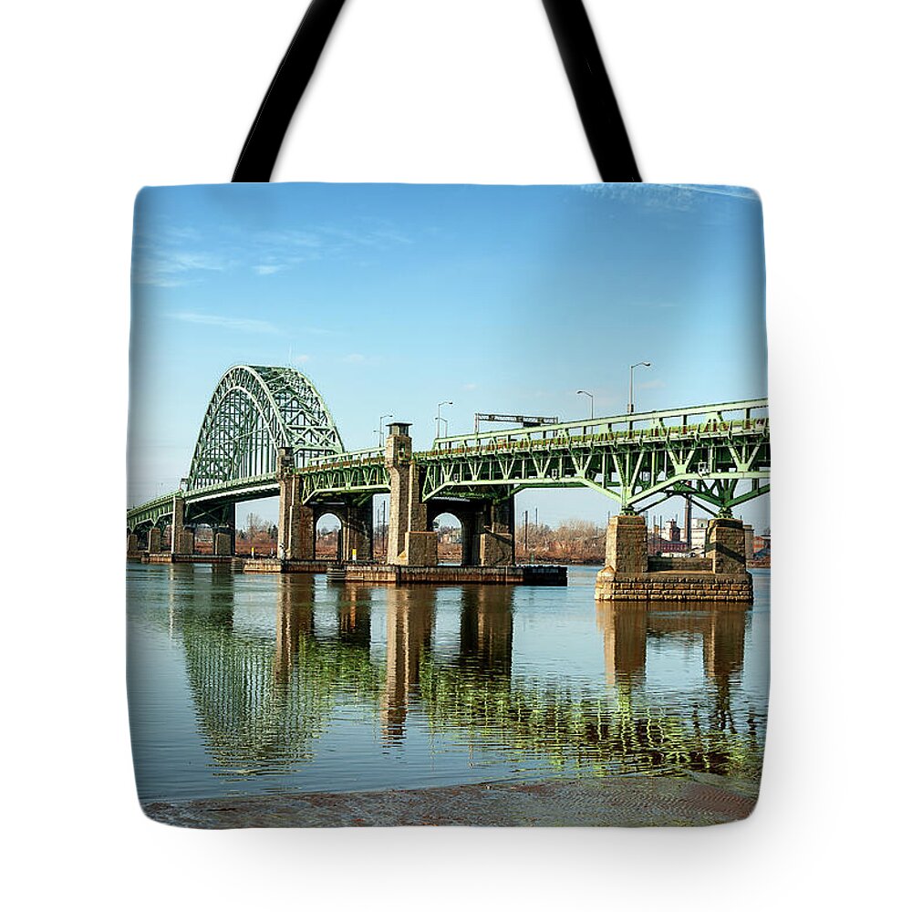 Bridge Tote Bag featuring the photograph Tacony Palmyra Bridge Photograph by Louis Dallara