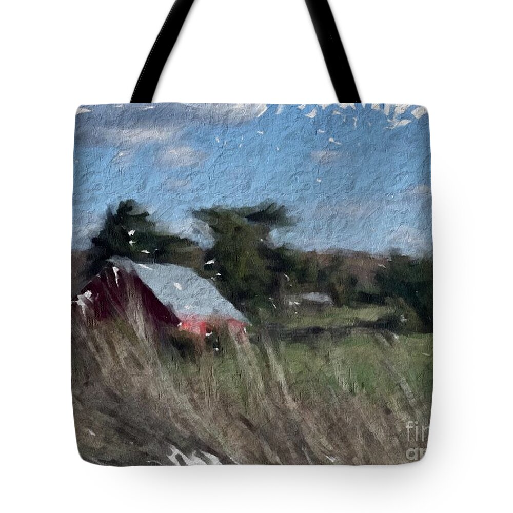 Watercolor Tote Bag featuring the digital art Palouse Farm by Kathryn Alexander MA