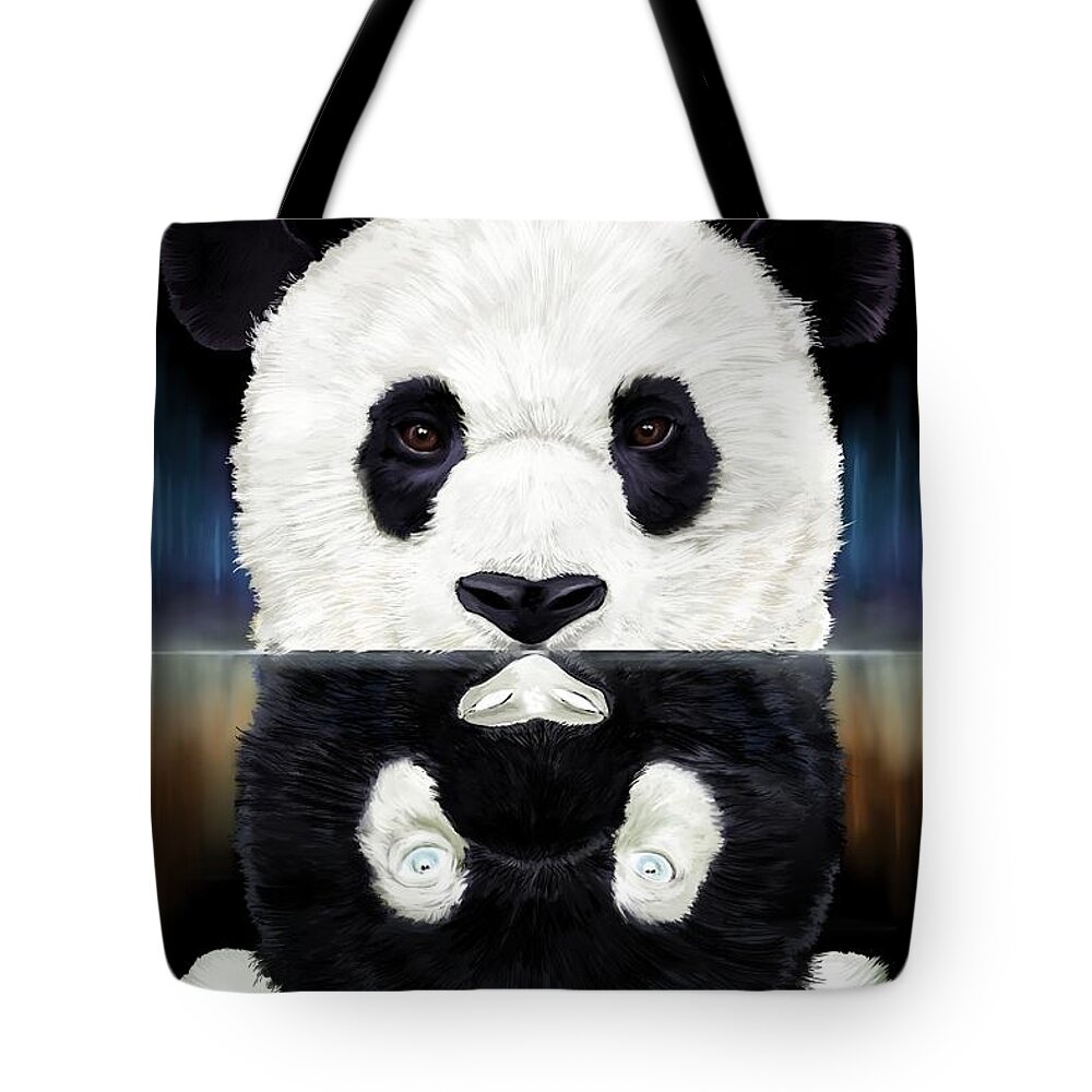 Panda Tote Bag featuring the digital art Panda by Norman Klein