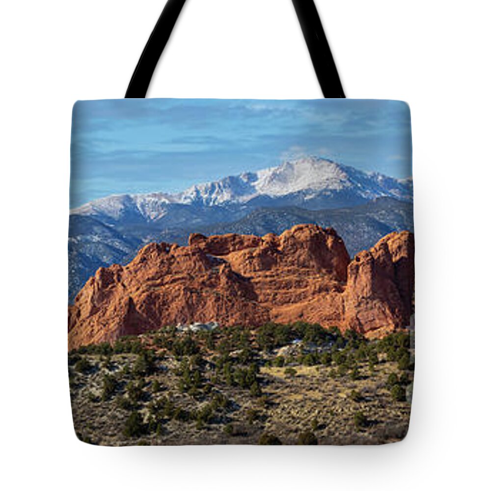 Garden Of The Gods Tote Bag featuring the photograph Panorama of Garden of the Gods by Steven Krull