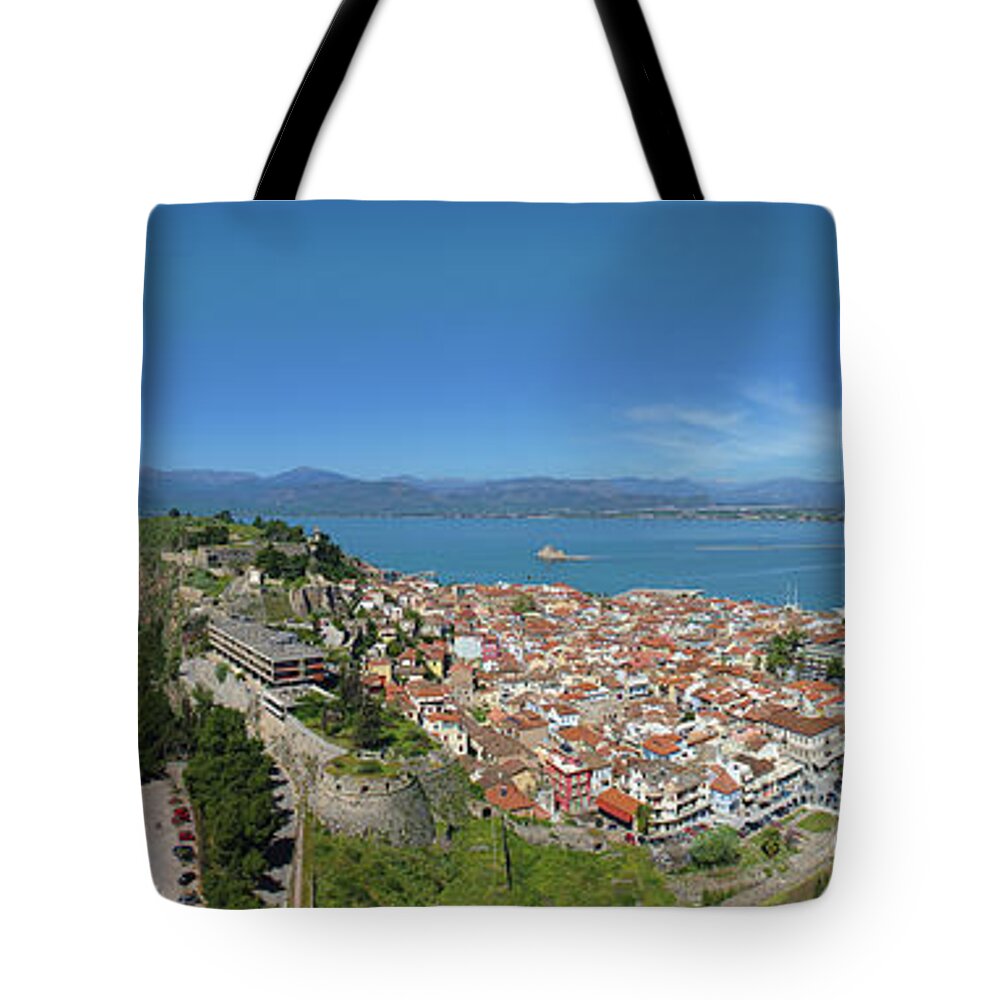 Nafplio Tote Bag featuring the photograph Panorama of Nafplio in Spring by Sean Hannon