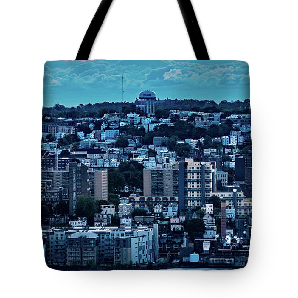 Hudson River Tote Bag featuring the photograph Panoramic Sunrise over Yonkers by Kevin Suttlehan