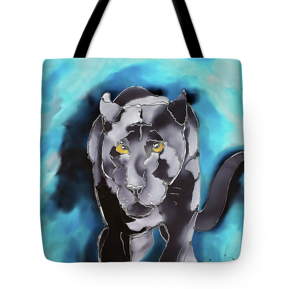 Black Tote Bag featuring the tapestry - textile Panther by Karla Kay Benjamin