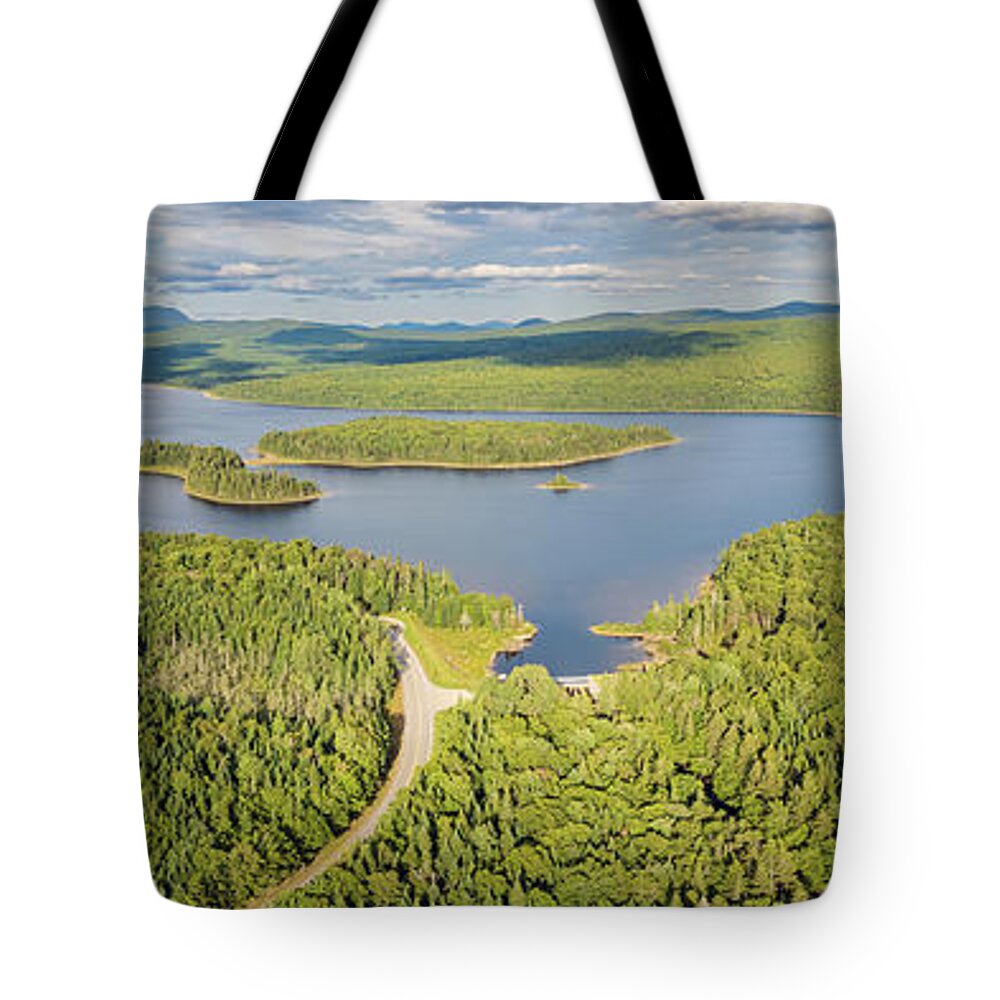 Landscape Tote Bag featuring the photograph Paorama View of Second Connecticut Lake - Pittsburg, New Hampshire by John Rowe