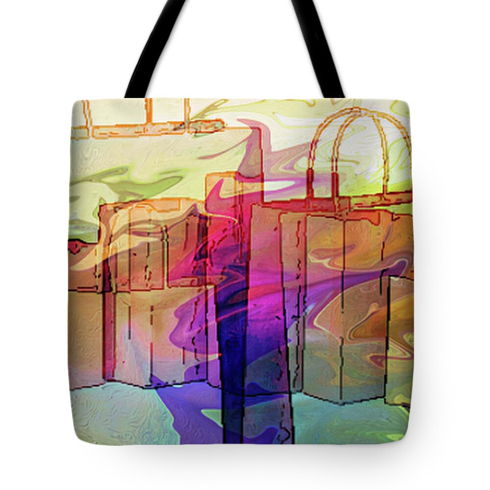 Paper Bags Tote Bag featuring the digital art Paper Bags in Abstract 2 by Cathy Anderson