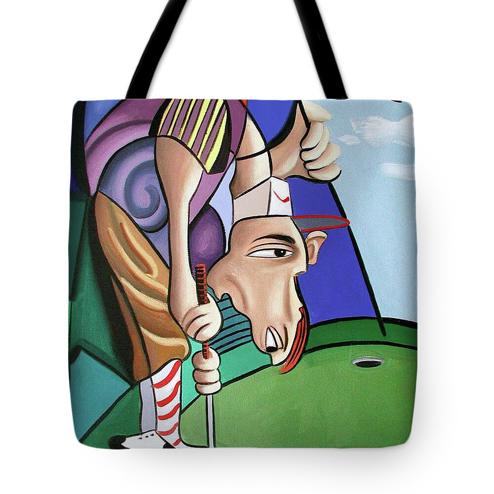 Par For The Course Tote Bag featuring the painting Par For The Course by Anthony Falbo