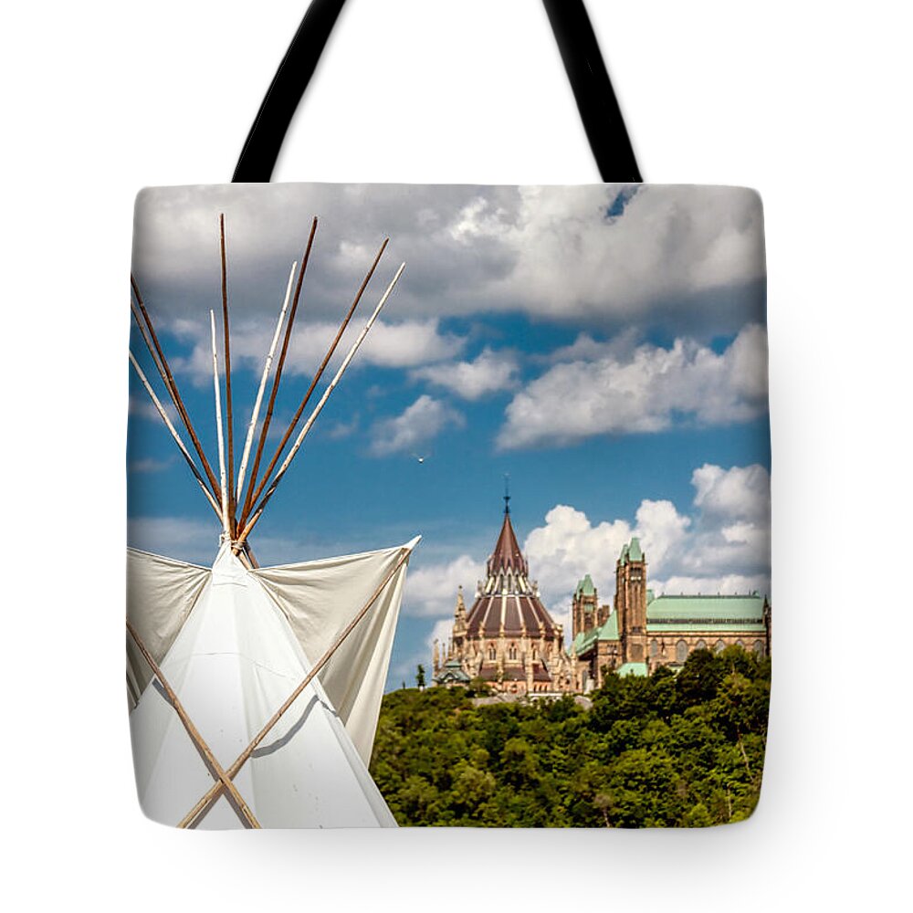 Ottawa Tote Bag featuring the photograph Parallel Worlds in Canada by Tatiana Travelways