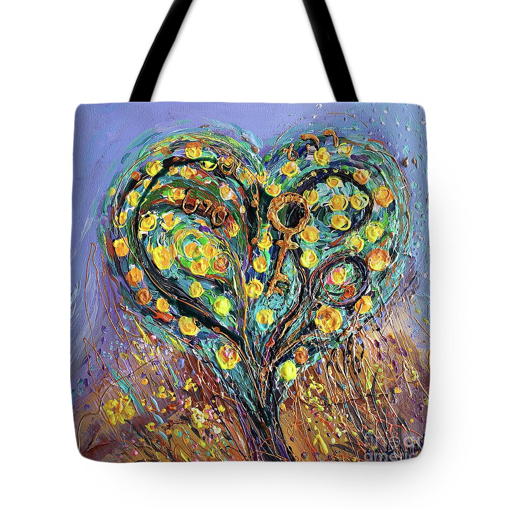 Angel Tote Bag featuring the painting Pardes #4 by Elena Kotliarker