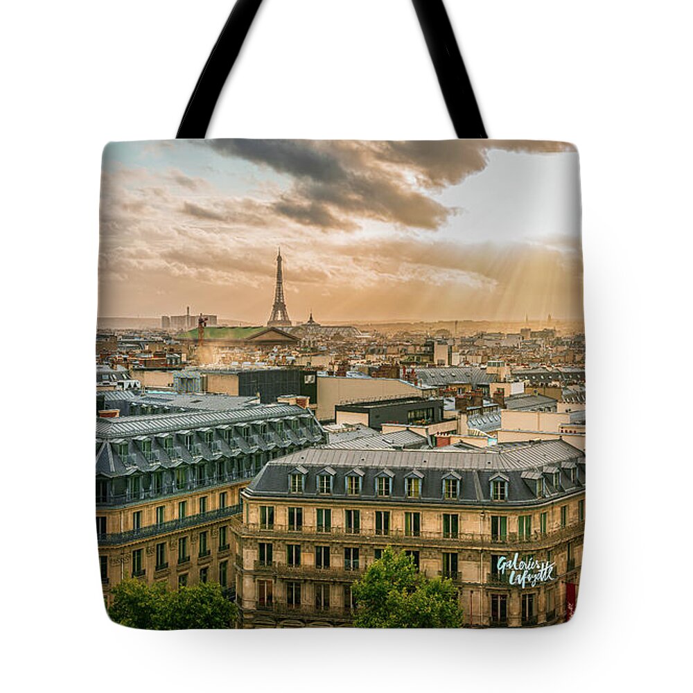 City Tote Bag featuring the digital art Paris from the Rooftop by Kevin McClish