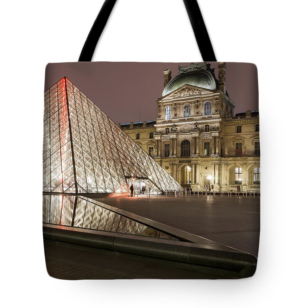 Louvre Tote Bag featuring the photograph Paris - Le Louvre museum and pyramid 2 by Olivier Parent