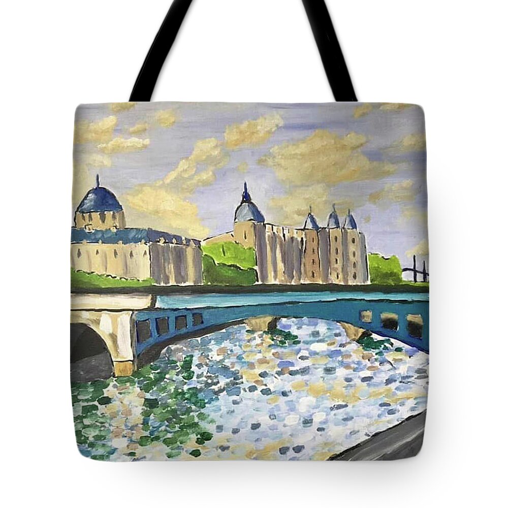  Tote Bag featuring the painting Paris Twilight by John Macarthur
