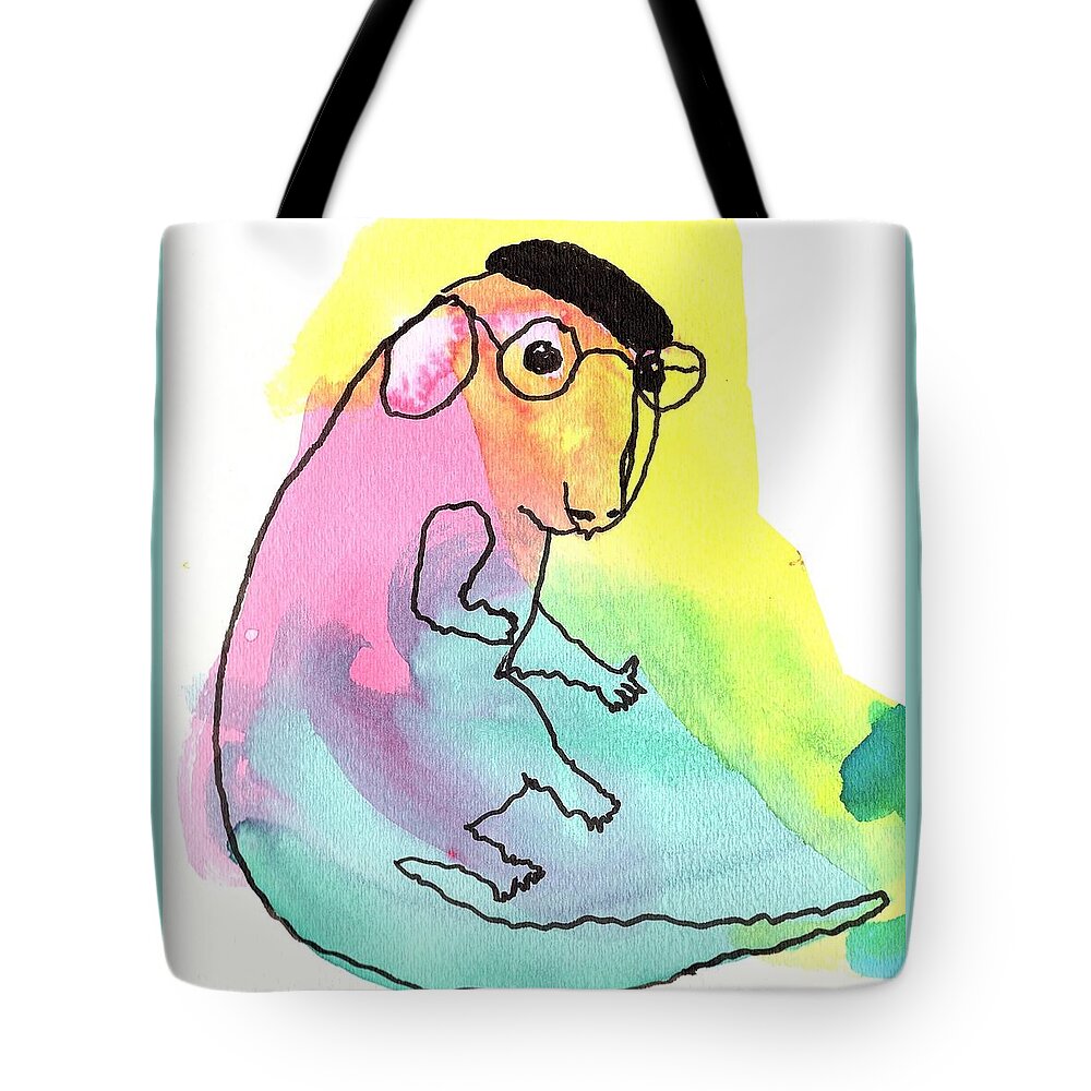 Parisian Tote Bag featuring the painting Parisian Rat by Dawn Boswell Burke