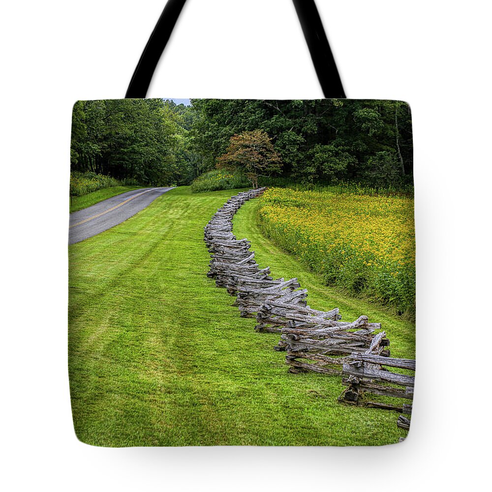 Blue Ridge Parkway Tote Bag featuring the photograph Parkway Ablaze by Dale R Carlson