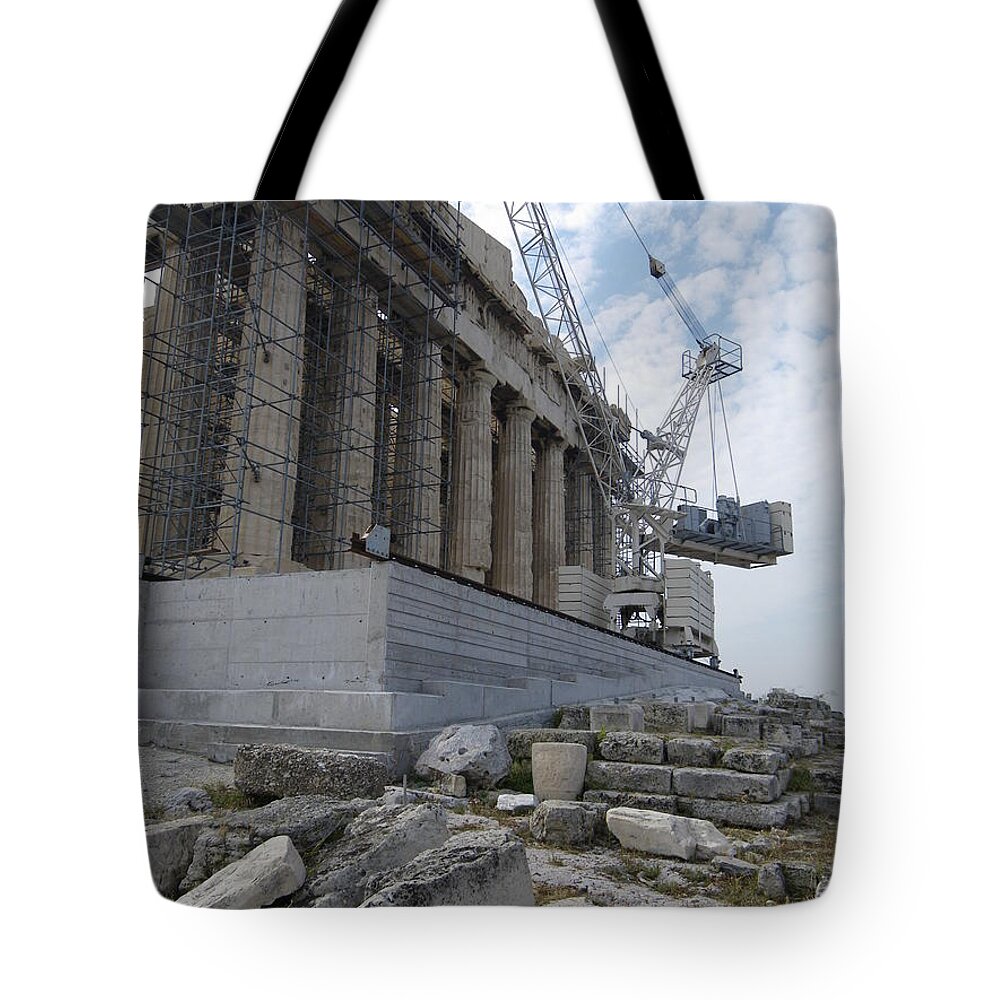Greece Tote Bag featuring the photograph Parthenon facade by Lisa Mutch