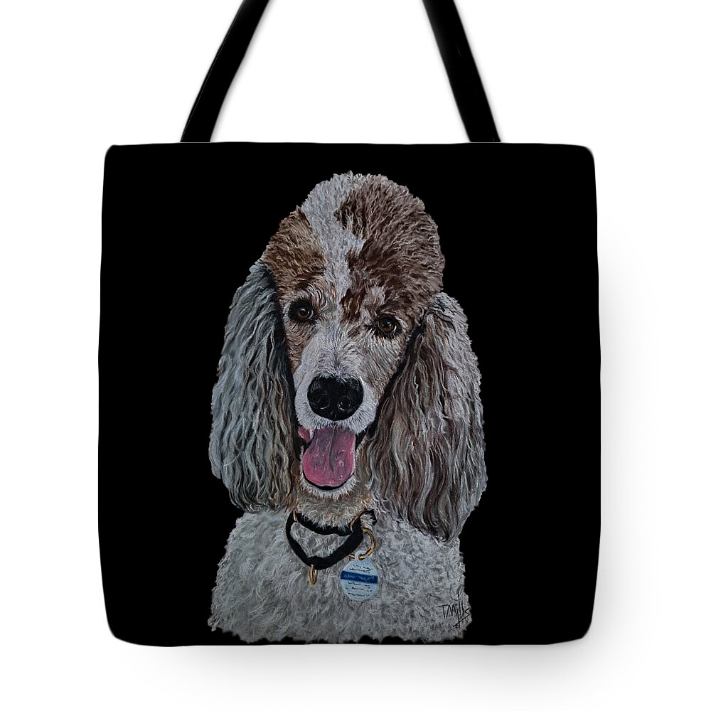 Dog Tote Bag featuring the drawing Parti-Colored Poodle by Terri Mills