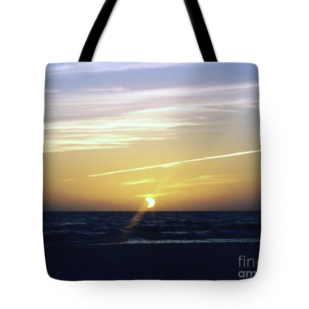 Sun Tote Bag featuring the photograph Partial Eclipse at Sunset by Kimberly Blom-Roemer