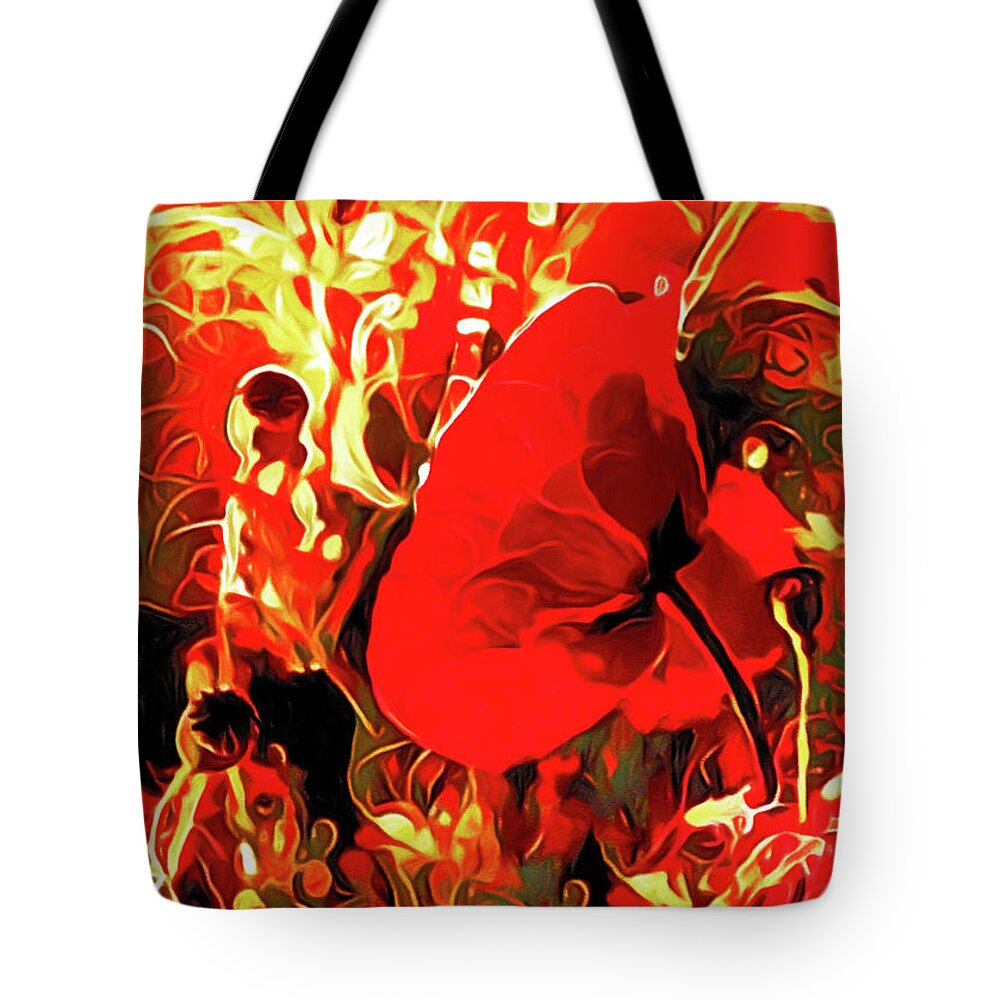 Wild Red Poppy Flowers Tote Bag featuring the pastel Passionate About Poppies by Susan Maxwell Schmidt