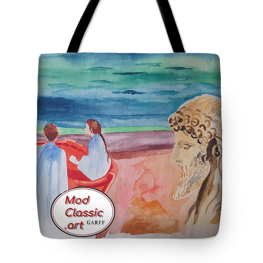 Masterpiece Paintings Tote Bag featuring the painting Past and Future ModClassic Art by Enrico Garff