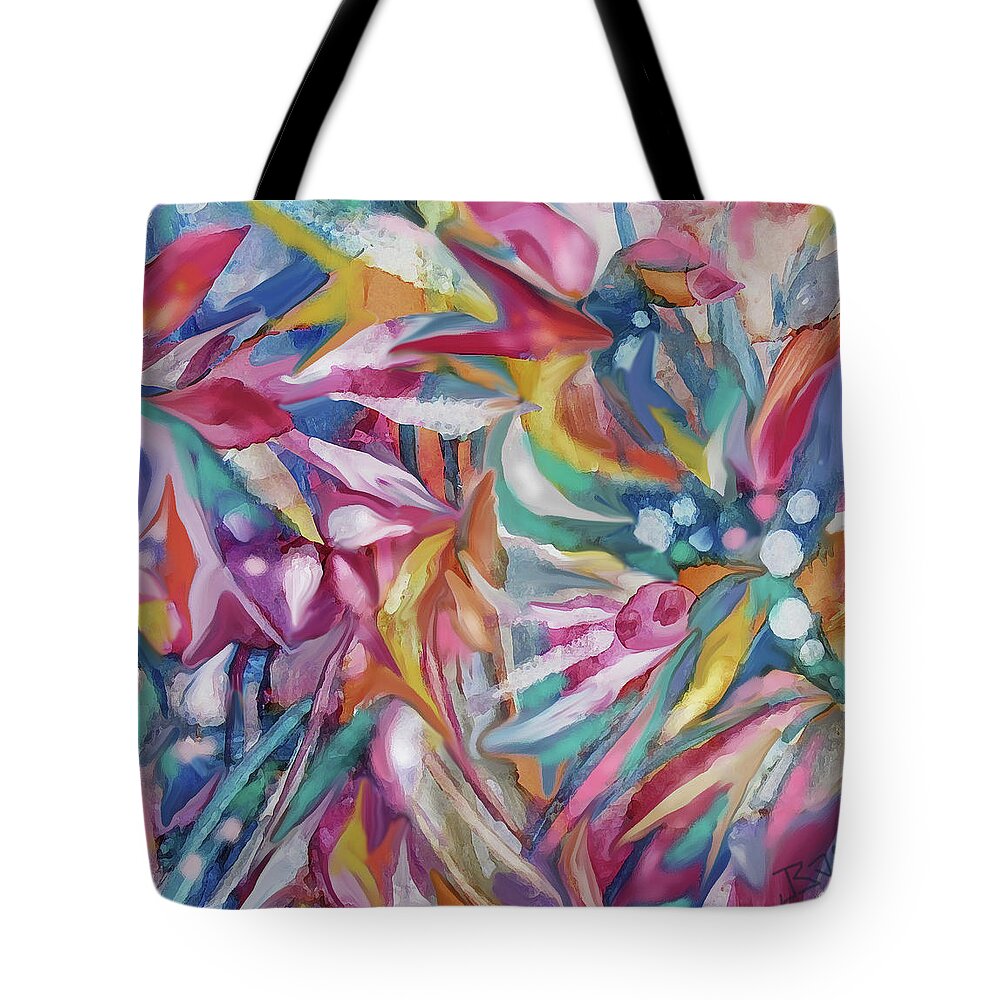 Colorful Abstract Tote Bag featuring the digital art Pastel Abstract 51121 by Jean Batzell Fitzgerald