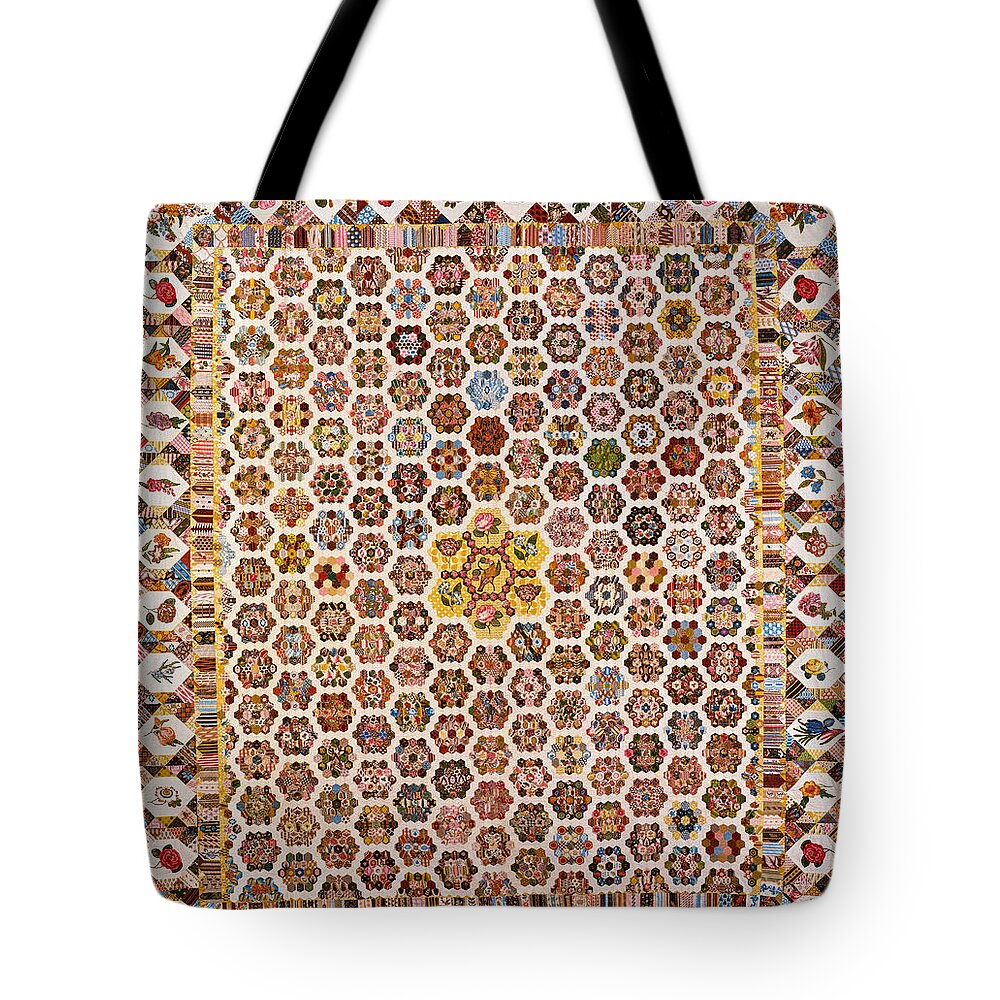 Liberty Tote Bag featuring the painting Patch Work Americana Quilt Outsider Folk Art 2 by Tony Rubino