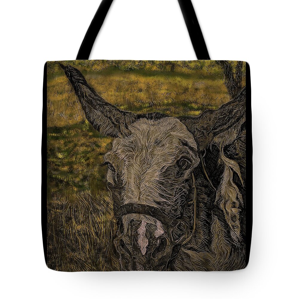 Donkey Tote Bag featuring the digital art Patches by Angela Weddle