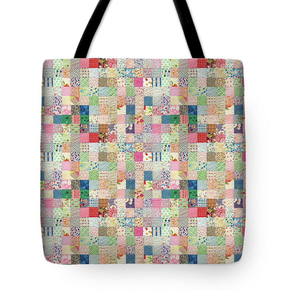 Quilt Tote Bag featuring the photograph Patchwork Quilt - Vintage by Peggy Collins