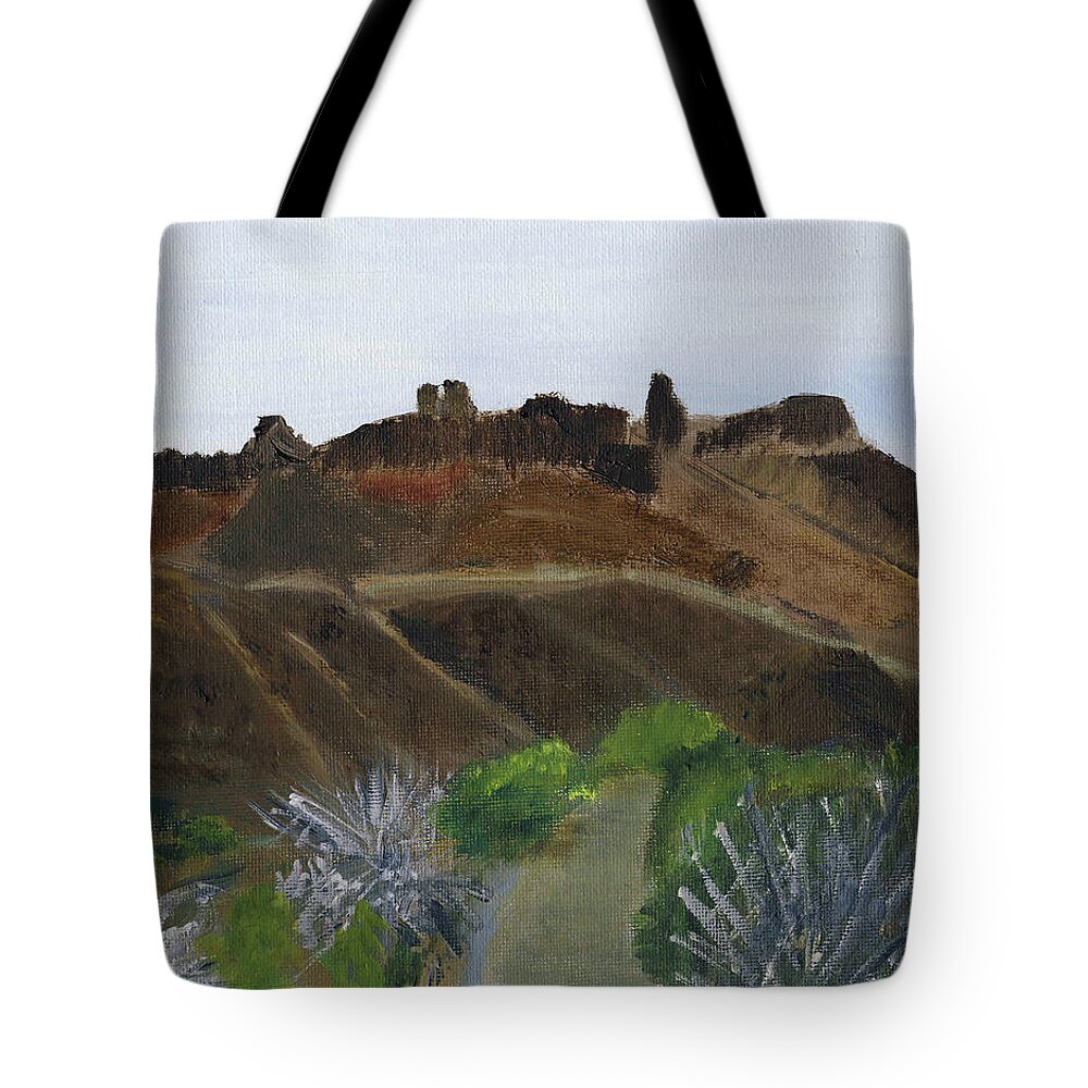 Mountain Tote Bag featuring the painting Path Not Taken by Linda Feinberg