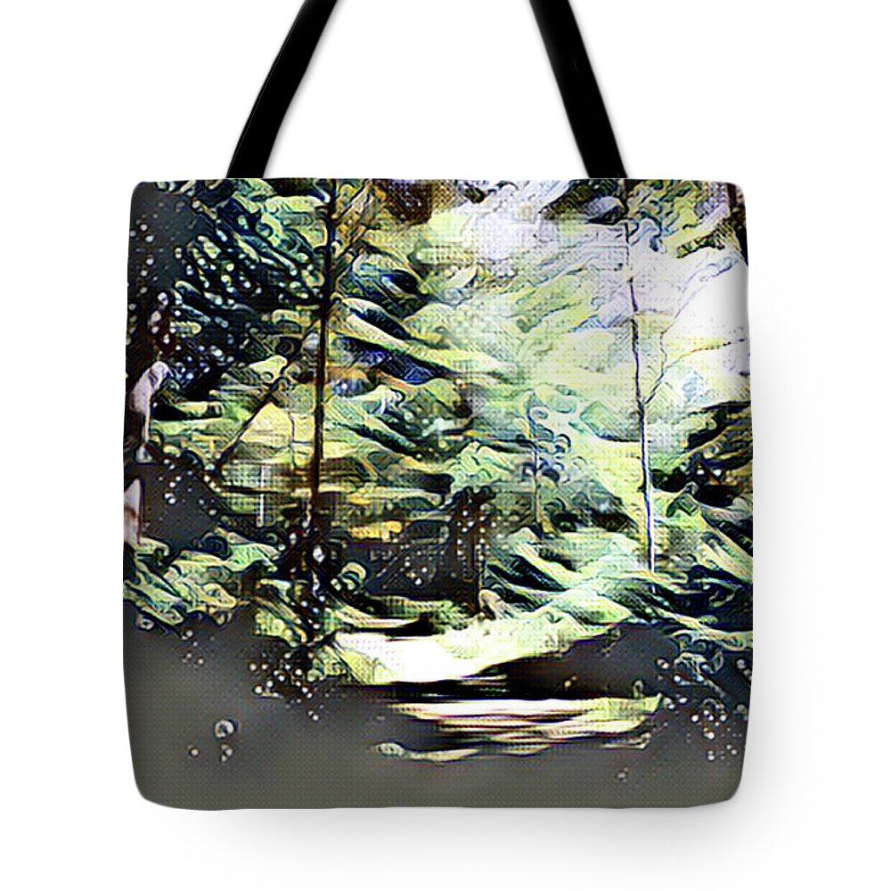 Path Tote Bag featuring the mixed media Path Through the Woods by Christopher Reed