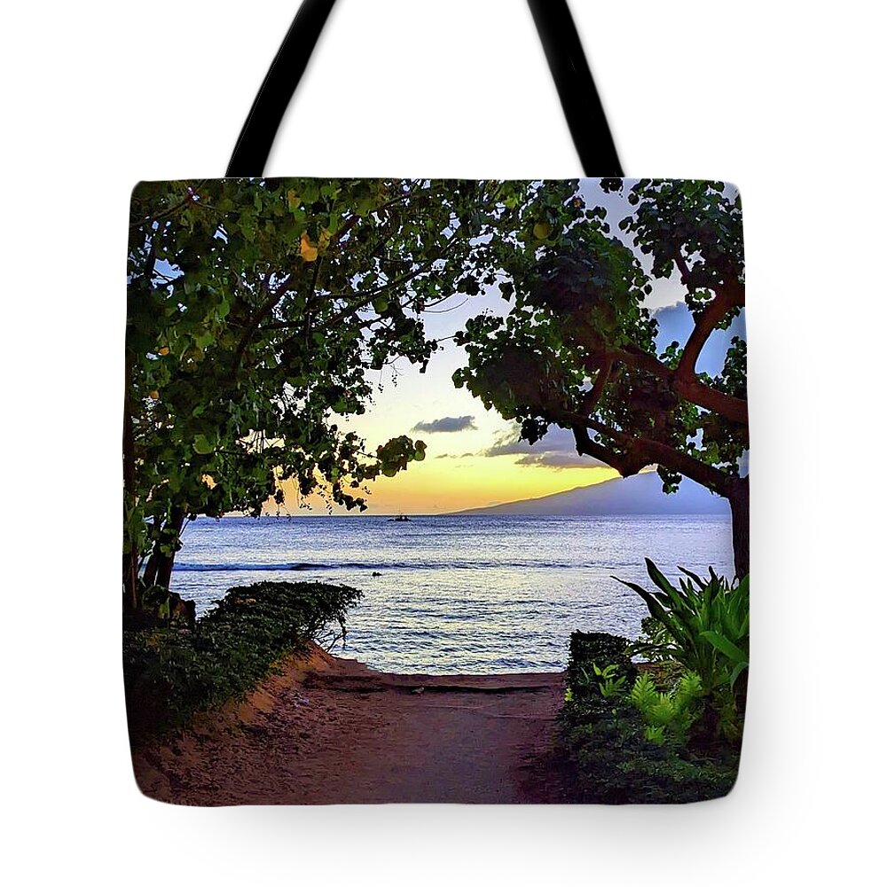 Beach Tote Bag featuring the photograph Path to Kaanapali Beach by Steed Edwards