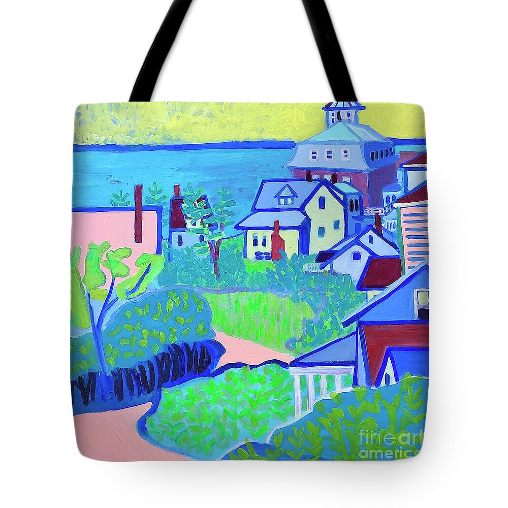 Island Tote Bag featuring the painting Path to Monhegan Village by Debra Bretton Robinson