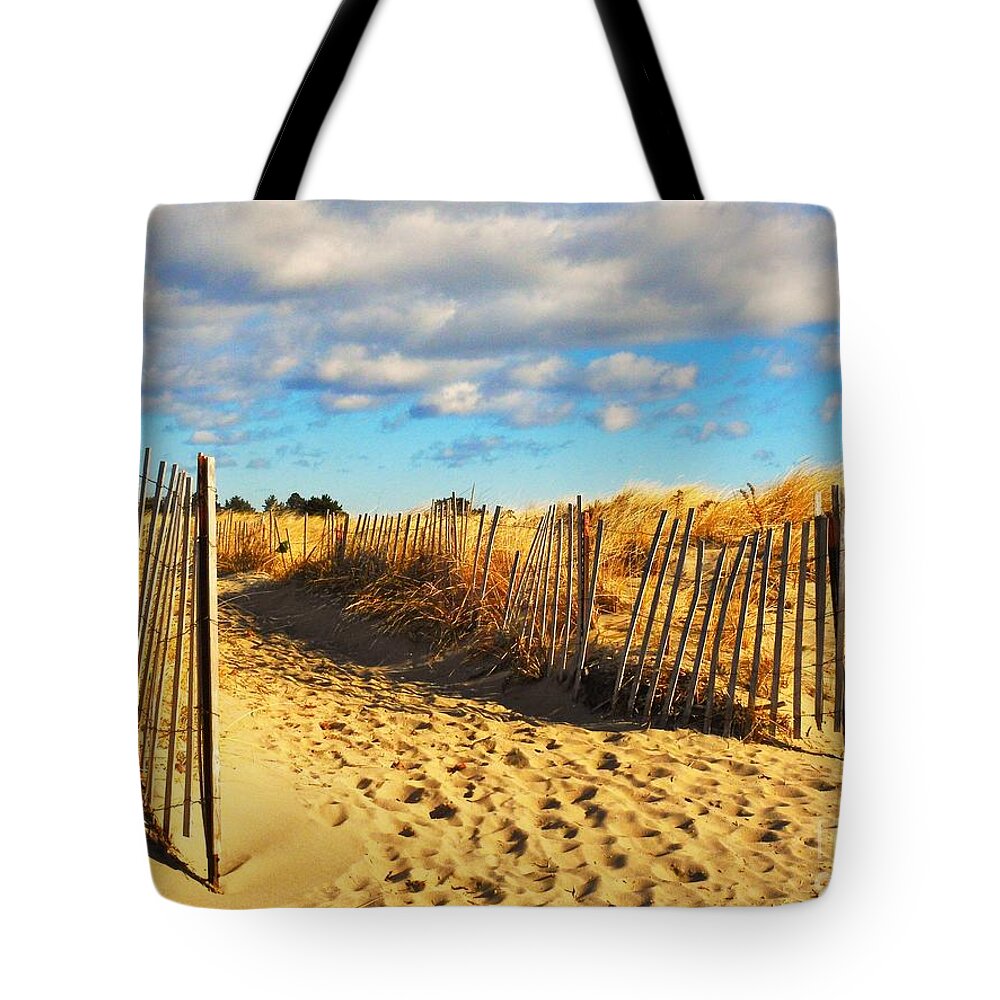 Sand Dunes Tote Bag featuring the photograph Pathway through the Dunes by Eunice Miller
