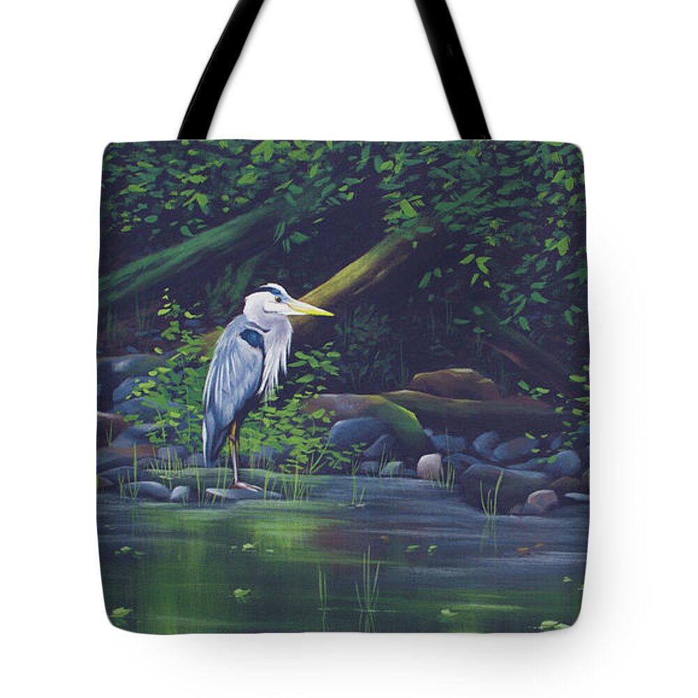 Landscape Tote Bag featuring the painting Patience by Timothy Stanford