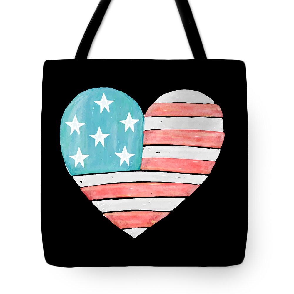 Funny Tote Bag featuring the digital art Patriotic I Love The Usa Flag by Flippin Sweet Gear