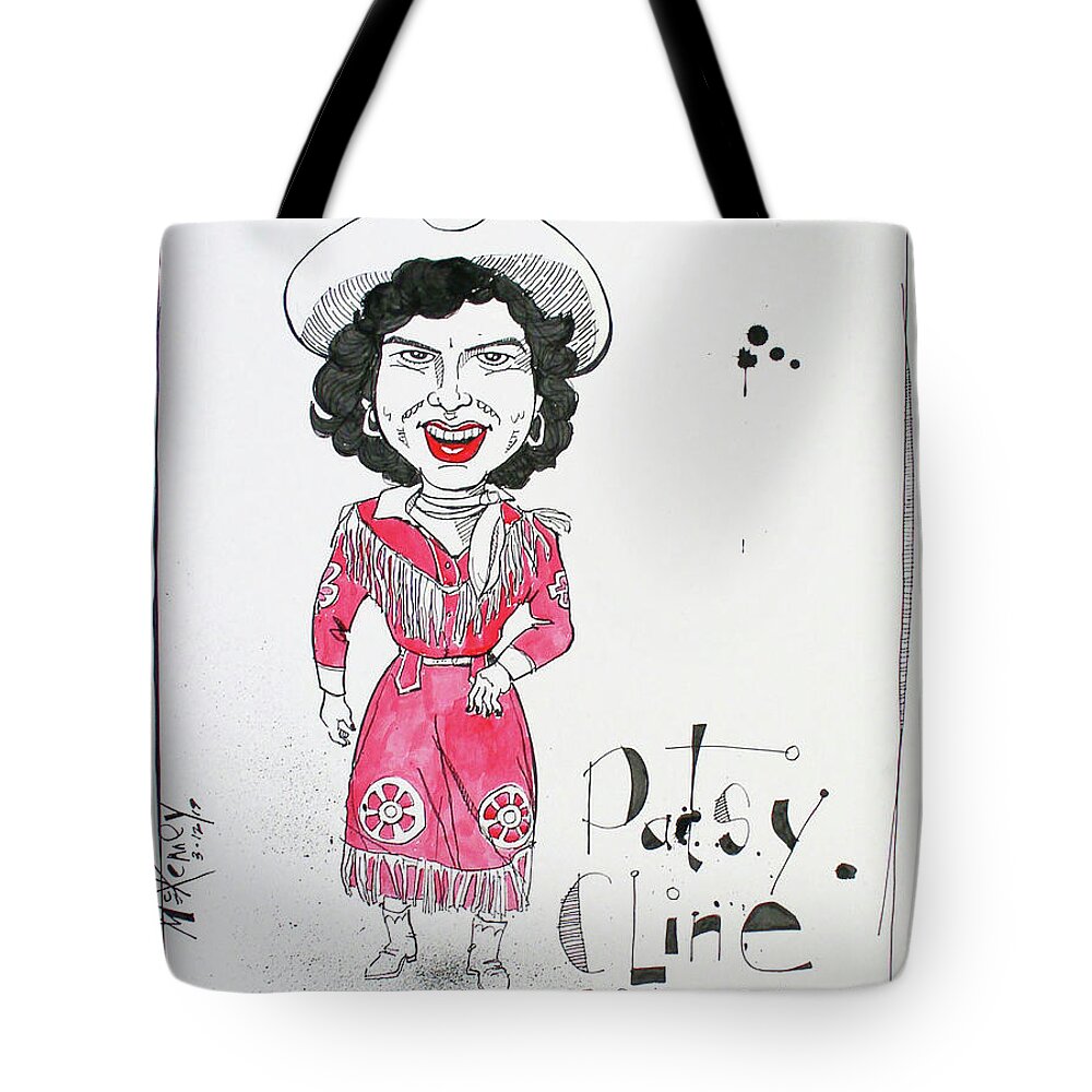  Tote Bag featuring the drawing Patsy Cline by Phil Mckenney