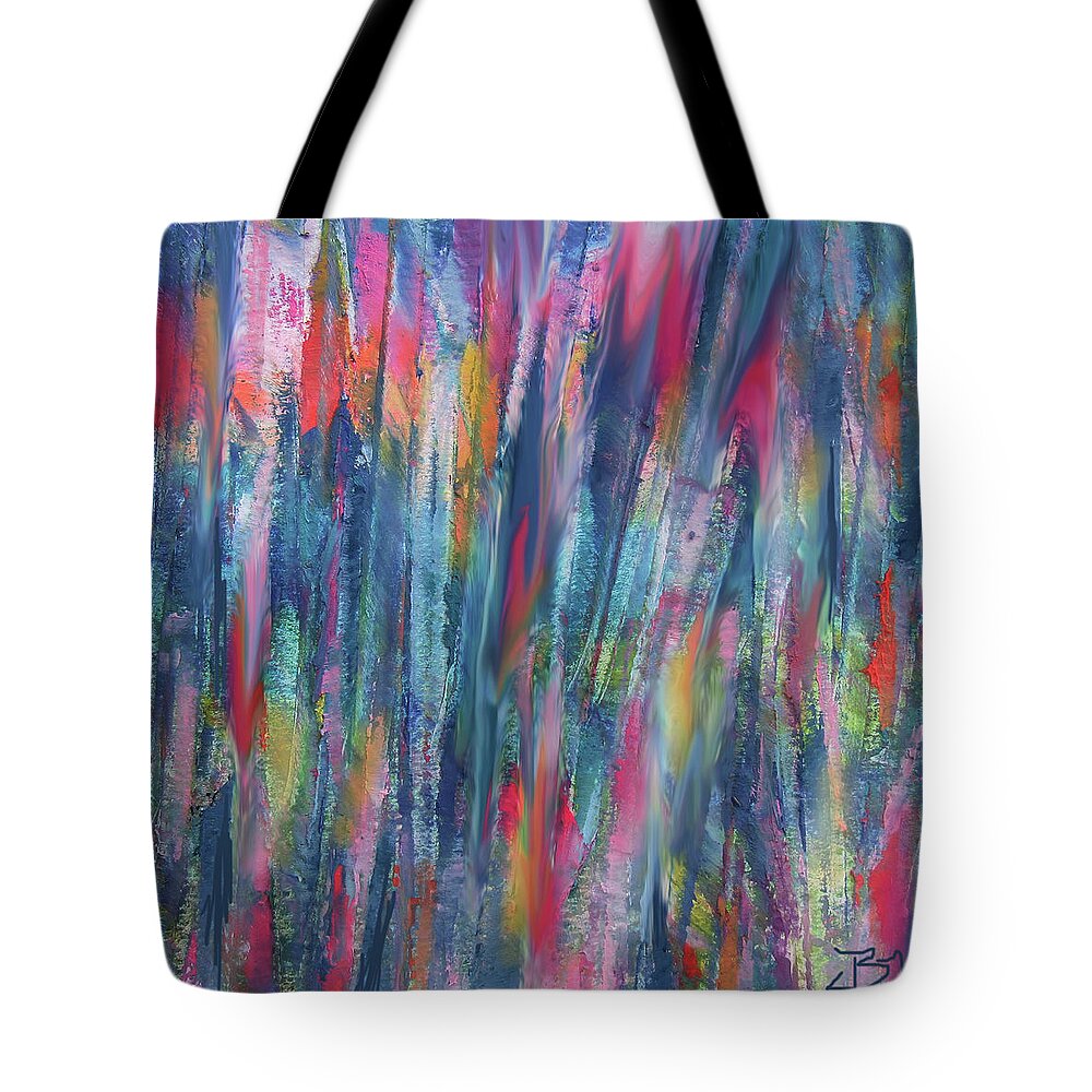 Colorful Abstract Lines Tote Bag featuring the painting Pattern 4-7-20 by Jean Batzell Fitzgerald