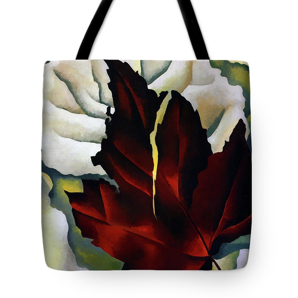 Contrasting Leaf Pattern Canvas Tote Bag