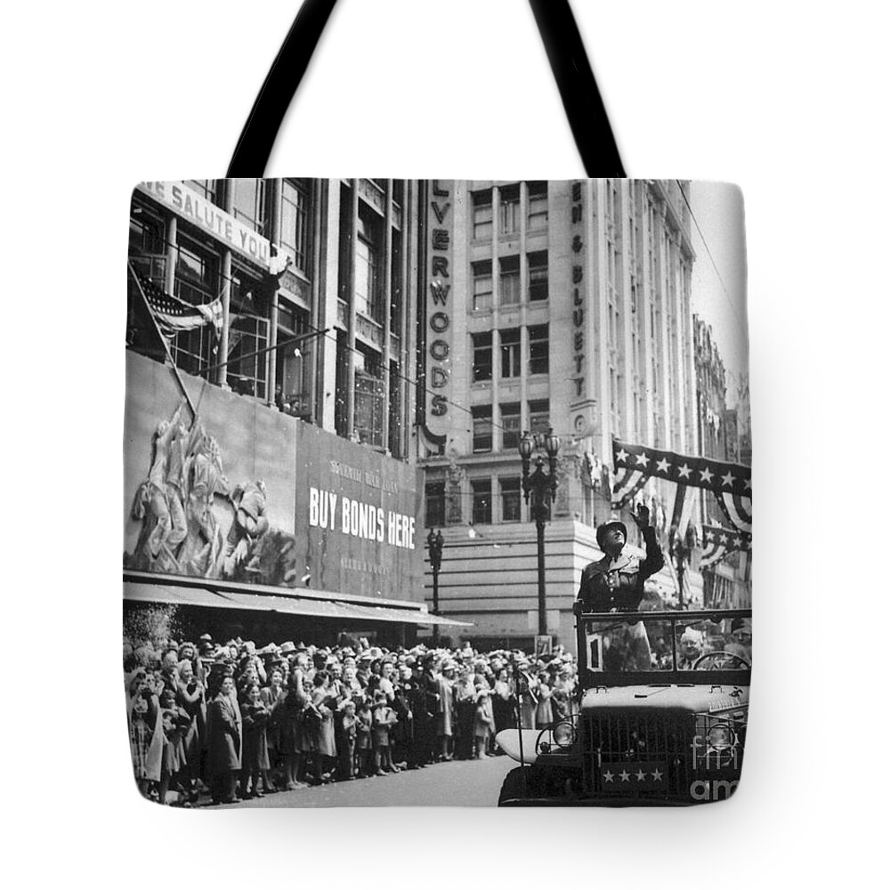1945 Tote Bag featuring the photograph Patton Parade, 1945 by Granger