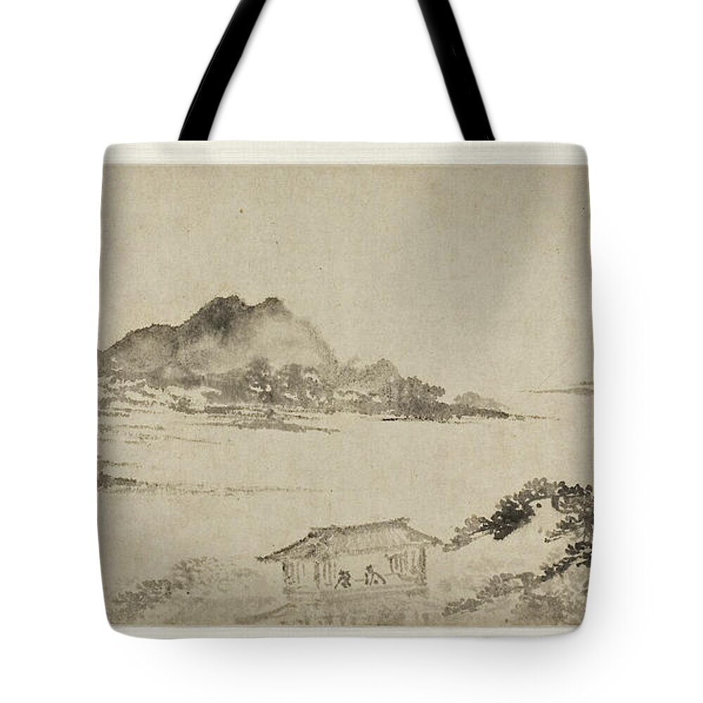 Chen Chun Tote Bag featuring the painting Pavilion of Eight Poems by Chen Chun