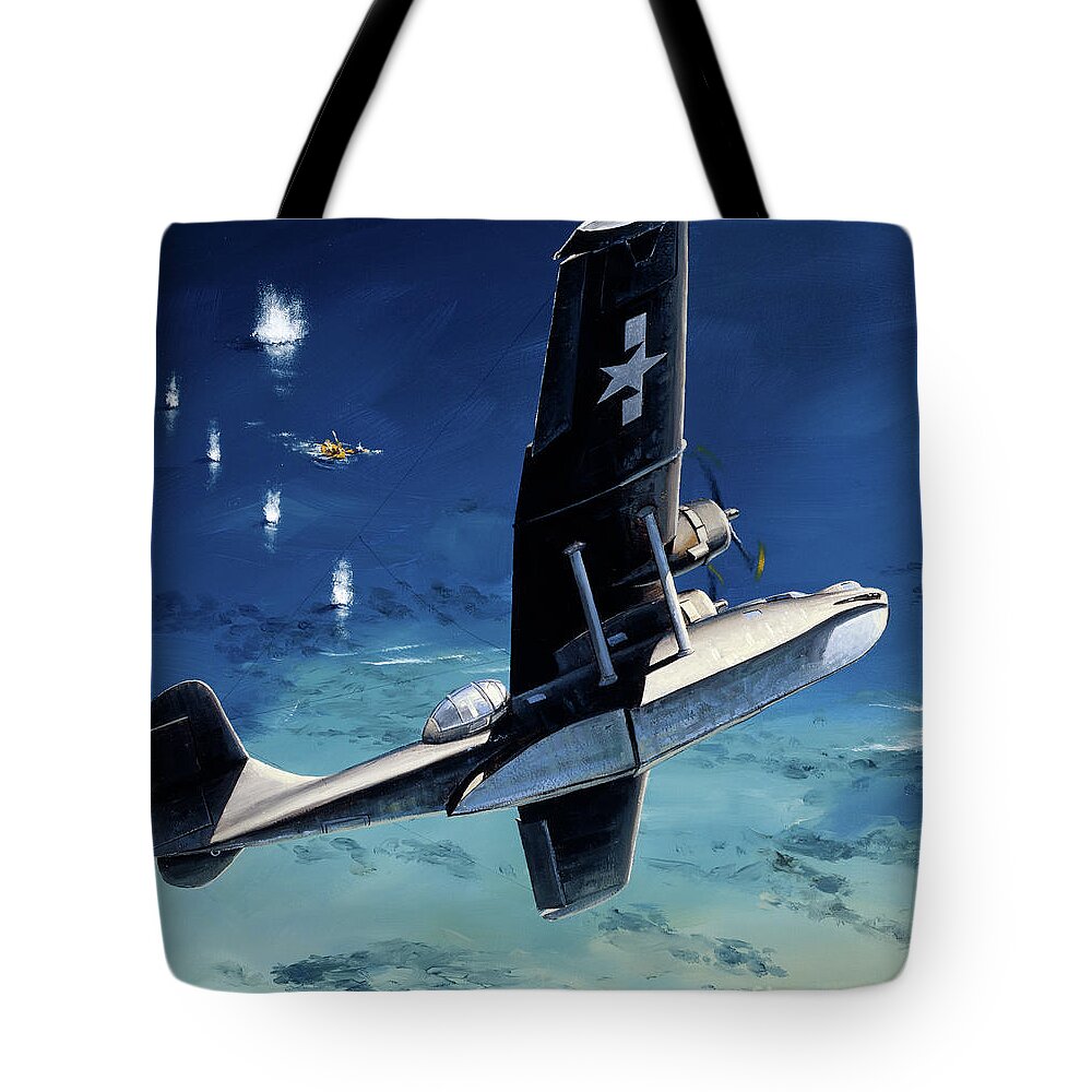 Military Aircraft Tote Bag featuring the painting Consolidated PBY-5 Catalina by Jack Fellows