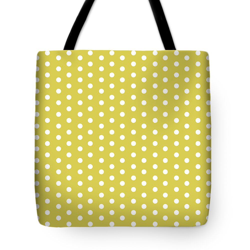 White Tote Bag featuring the digital art Polka DoT Yellow Green by Bnte Creations