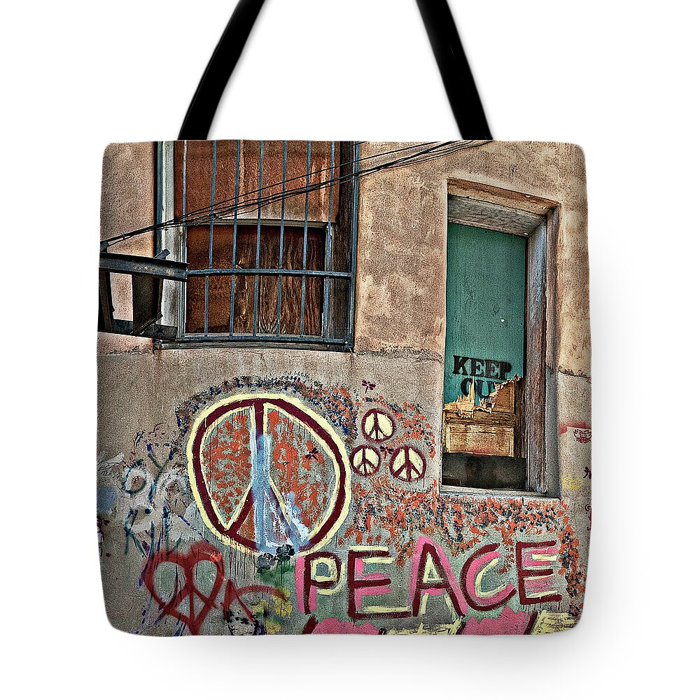 Back Alley Tote Bag featuring the photograph Peace, Baby by Carmen Kern