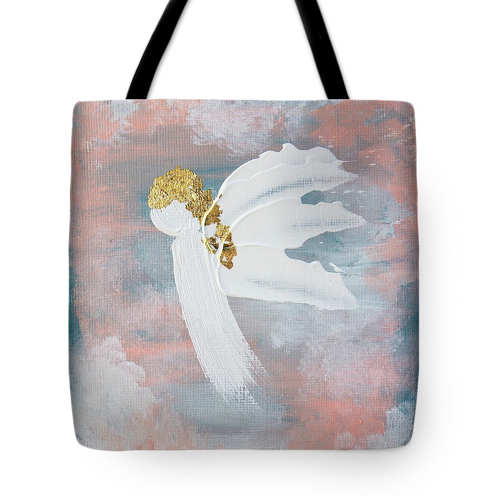 Acrylic Tote Bag featuring the painting Peach Angel Blessings 1 by Linh Nguyen-Ng