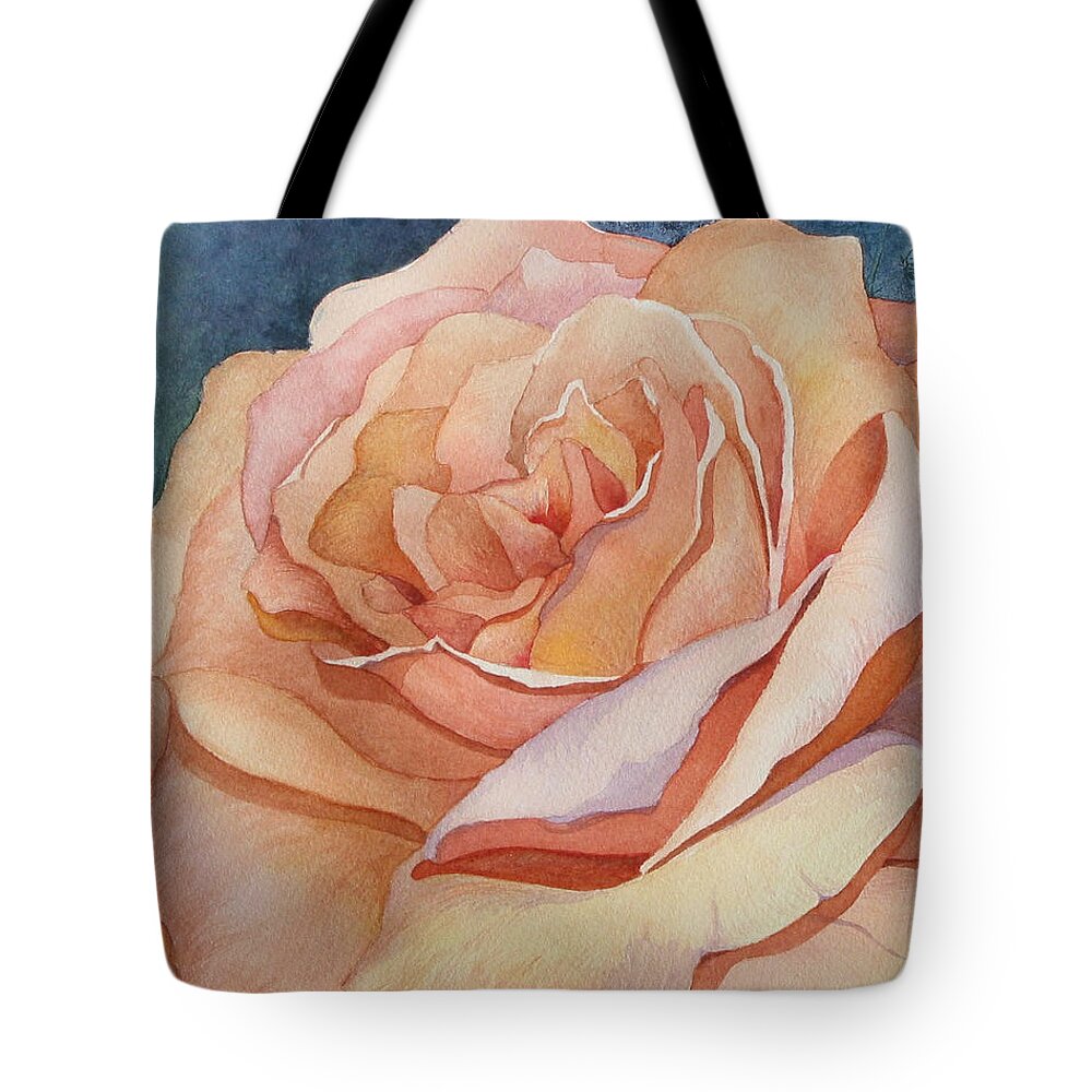 Rose Tote Bag featuring the painting Peach Rose Detail by Lael Rutherford