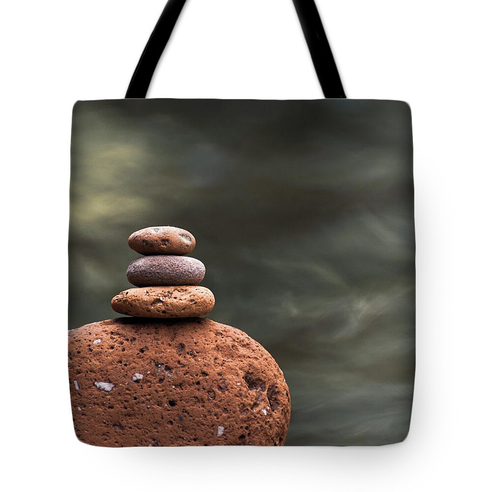 Calm Tote Bag featuring the photograph Pebble Tower by Martin Vorel Minimalist Photography