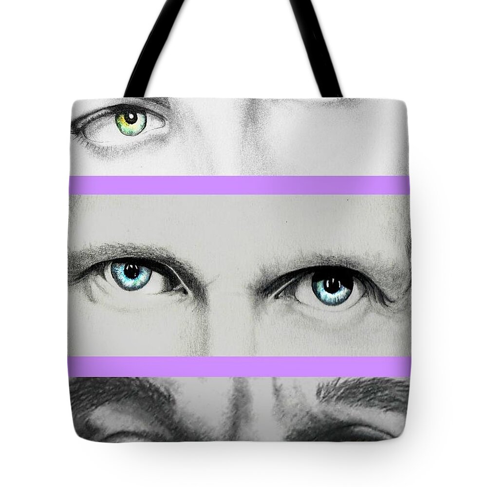 Eyes Tote Bag featuring the drawing Peepers by David Neace CPX