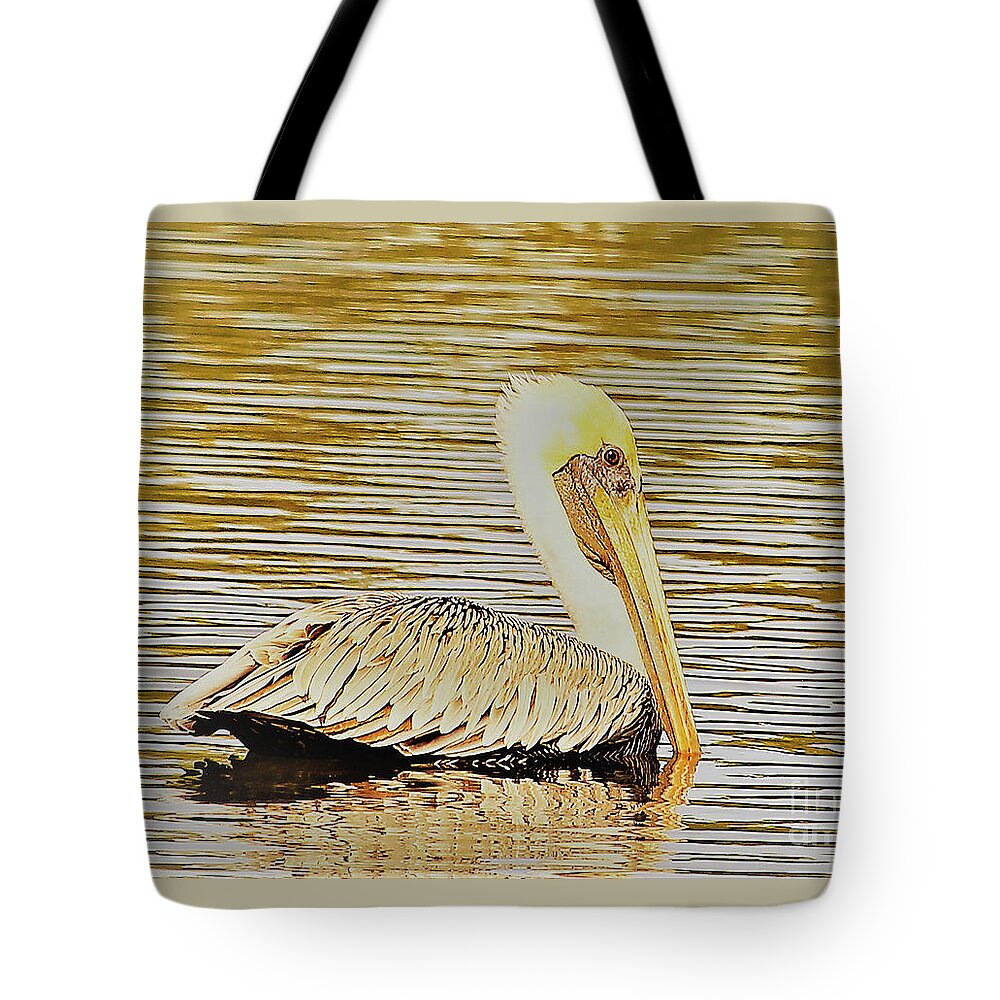 Brown Pelican Tote Bag featuring the photograph Pelican in the Bay by Joanne Carey