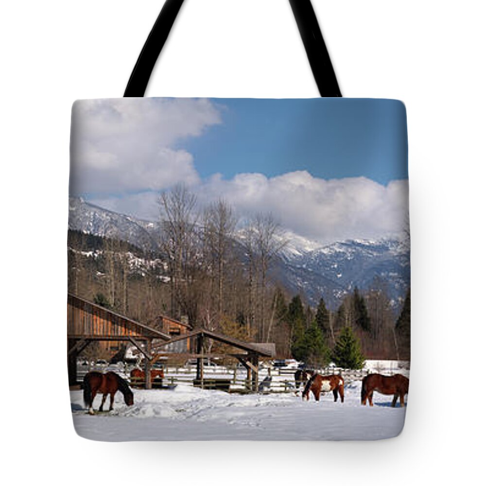 617 Tote Bag featuring the photograph Pemberton Canada Horses by Sonny Ryse