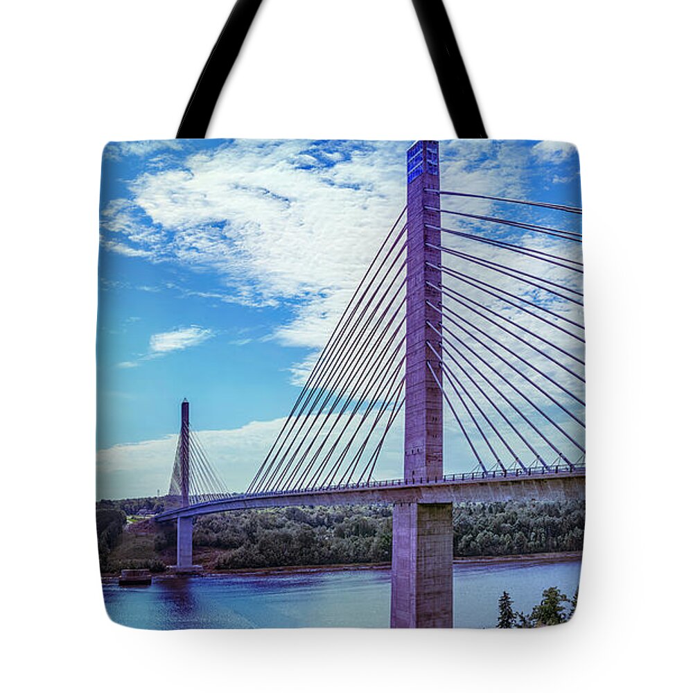 America Tote Bag featuring the photograph Penobscot Narrows Bridge and Observatory by Ken Morris